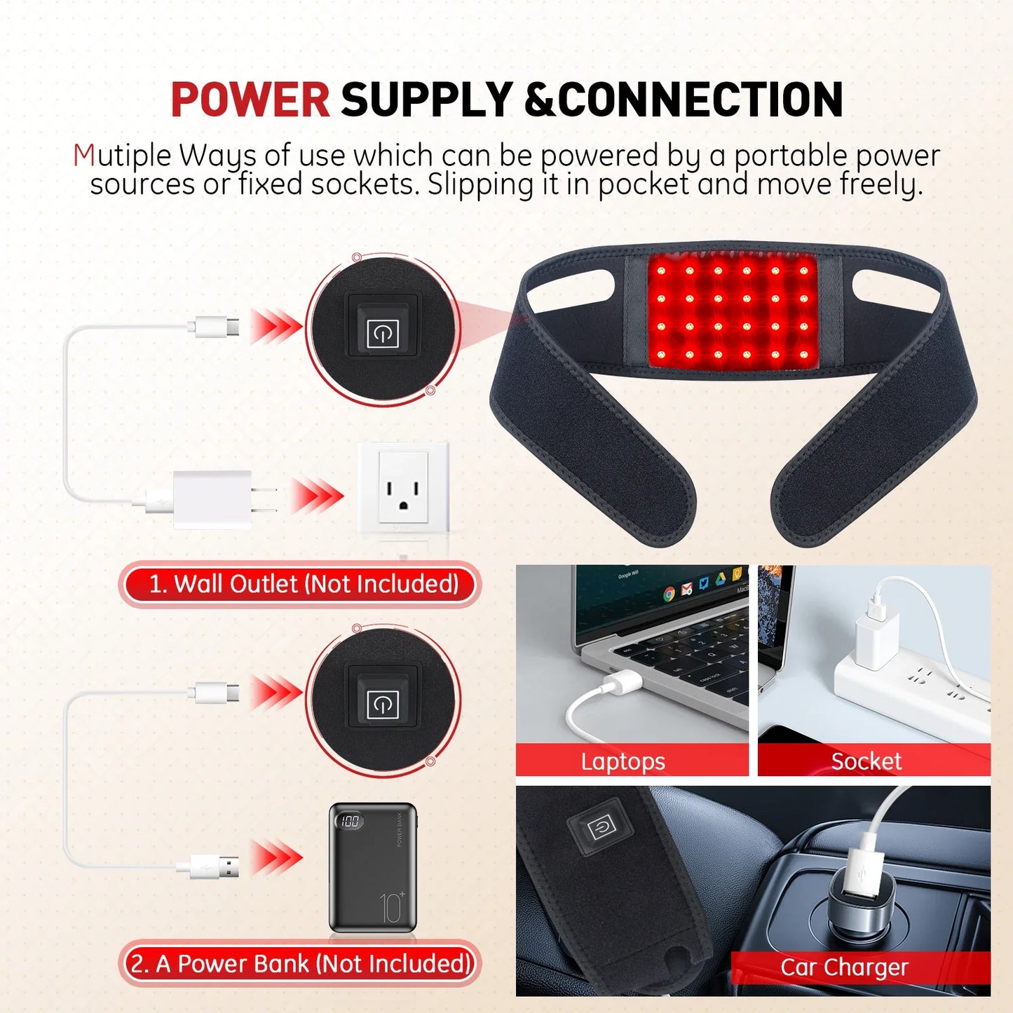 660nm Red Light Infrared 850NM Fabric Chin Neck Home Use Neck Heating